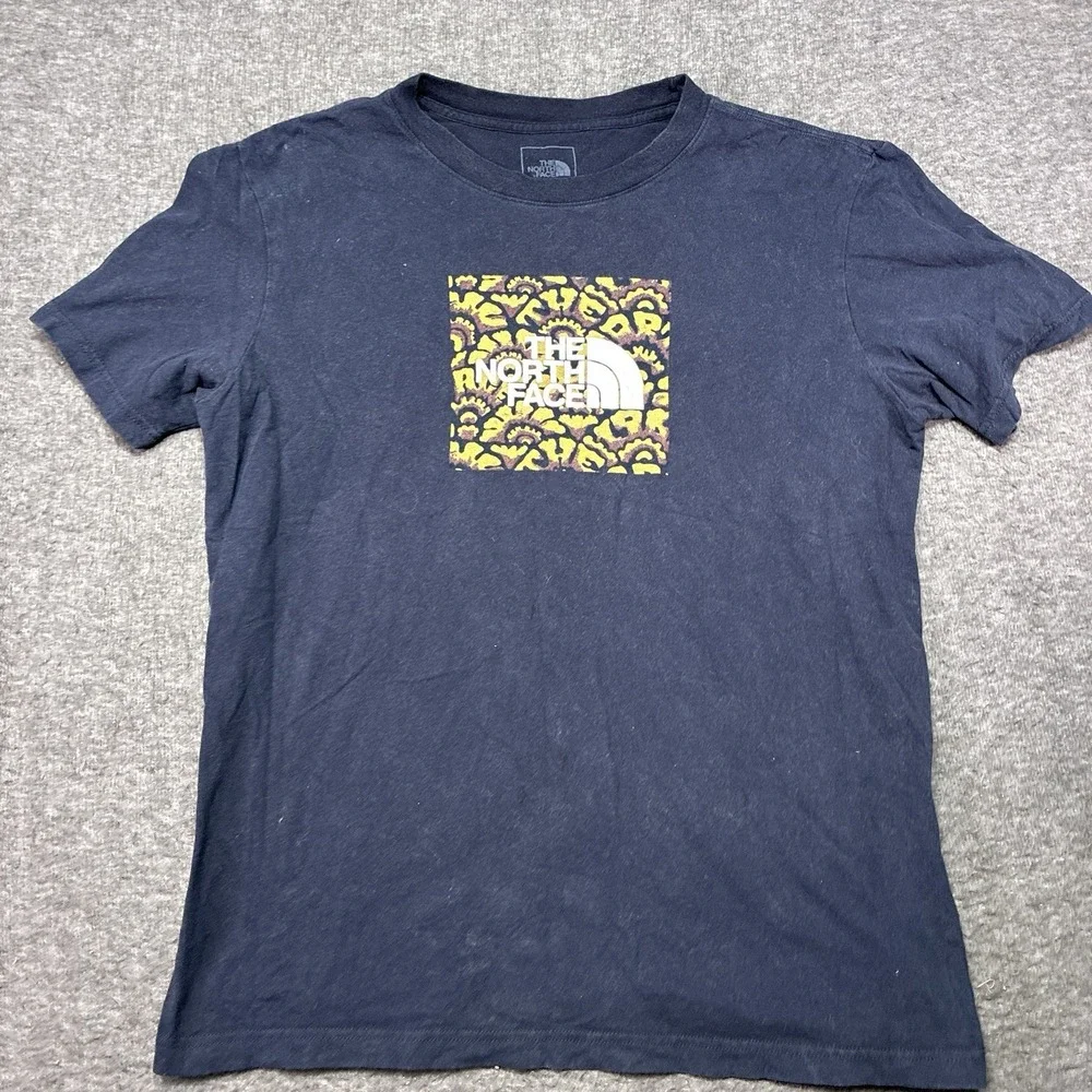 The North Face Shirt Mens Large Cotton Short Sleeve‎ Crew Neck Vtg Navy Blue
